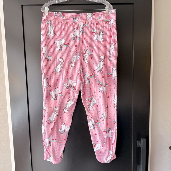NWOT Women’s pink unicorn 🦄 lightweight soft sleep joggers with pockets - Picture 3 of 7